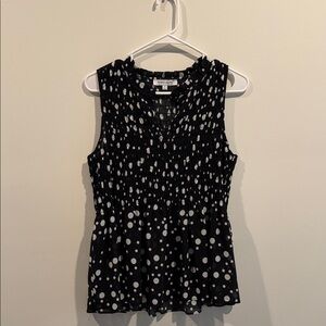 New York & Company Black and White Dot Blouse